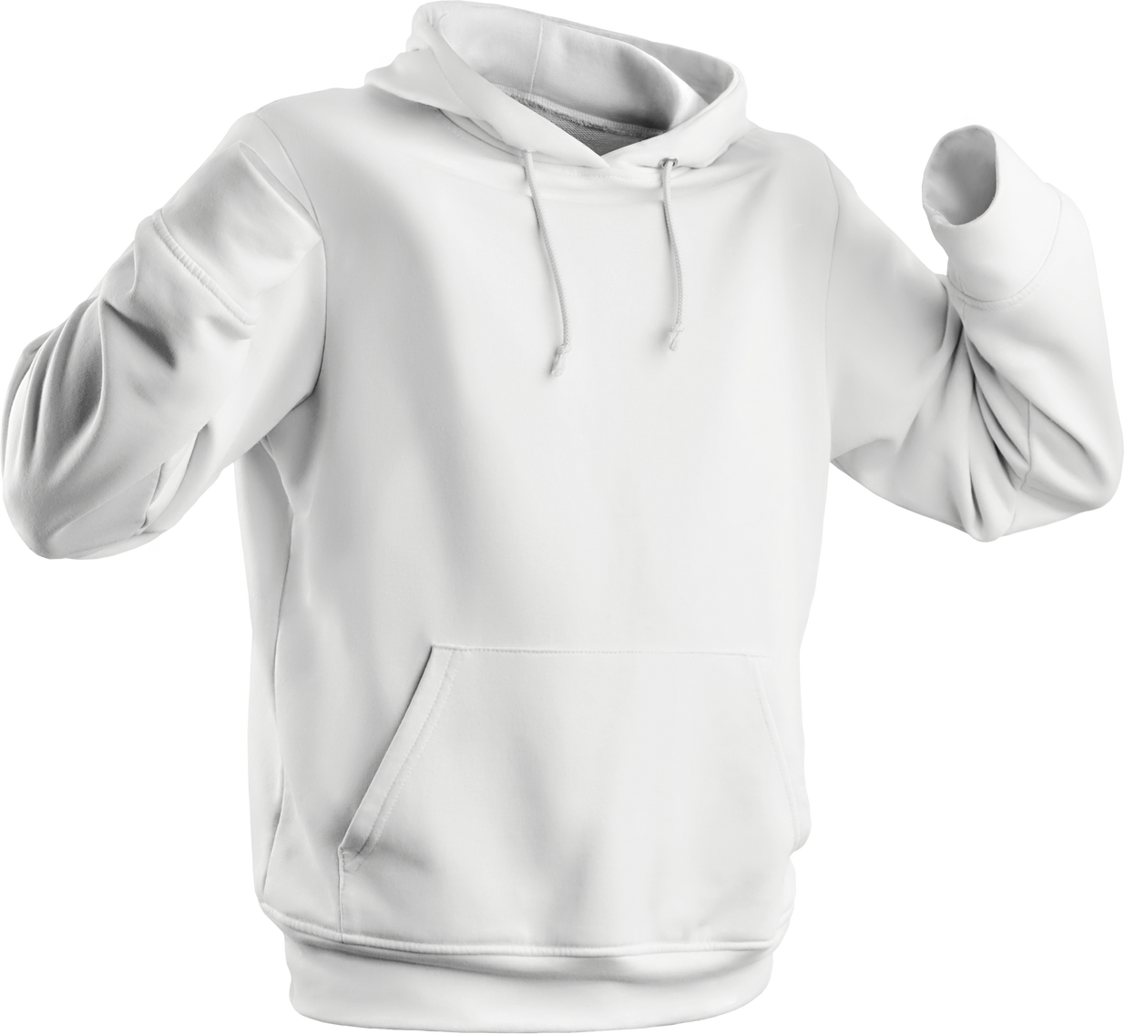 White hoodie mockup 3D rendering, png, universal sweatshirt,